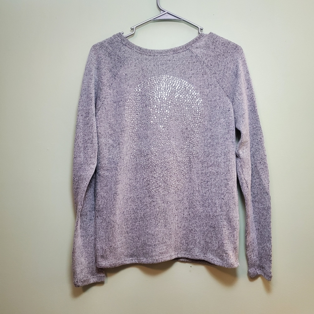 Victoria's Secret VS Pink Bling Rhinestone Skull Low Back Knit Sweater Gray Sz S